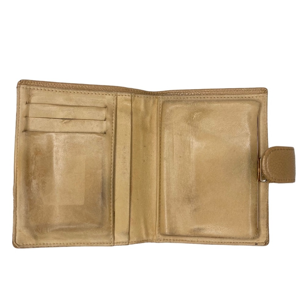 CHANEL Beige Pebbled Leather Bi-Fold Wallet - Picture 8 of 16